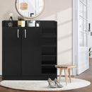2 Doors Shoe Cabinet Storage Cupboard - Black