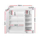 2 Doors Shoe Cabinet Storage Cupboard - White