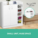 2 Doors Shoe Cabinet Storage Cupboard - White