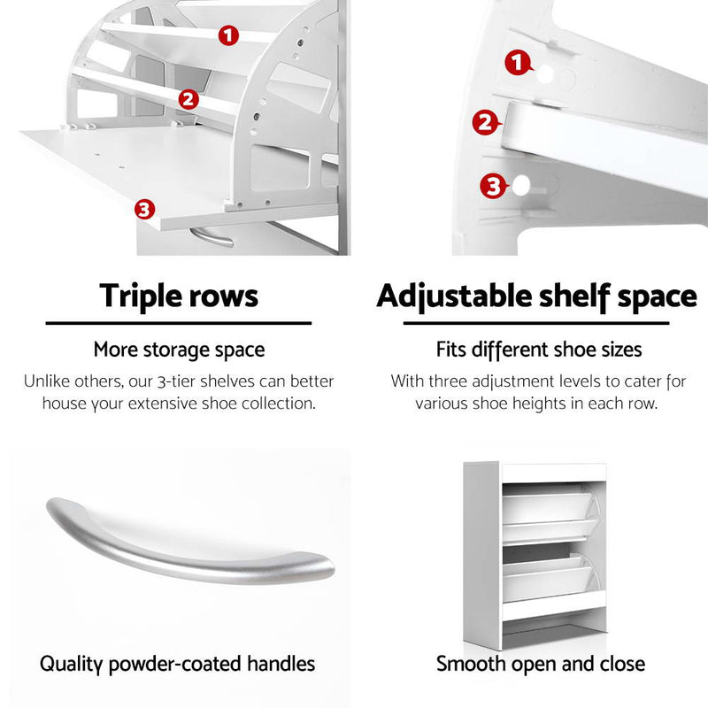 2 Door Shoe Cabinet - White
