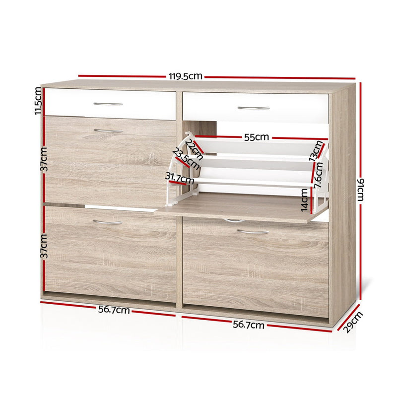 2 Tier Shoe Cabinet - Wood