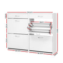 36 Pairs Shoe Cabinet Rack Organisers Storage Shelf Drawer Cupboard White
