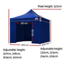 Gazebo Pop Up Marquee 3x3m Folding Wedding Tent Gazebos Shade Blue