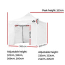 Gazebo Pop Up Marquee 3x3m Folding Wedding Tent Gazebos Shade White