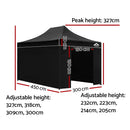 Gazebo Pop Up Marquee 3x4.5m Folding Wedding Tent Gazebos Shade Black