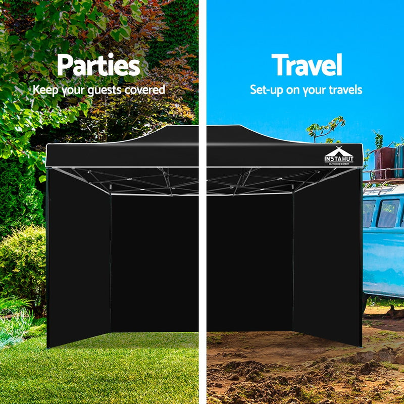 Gazebo Pop Up Marquee 3x4.5m Folding Wedding Tent Gazebos Shade Black