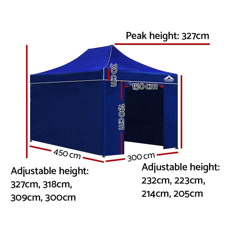 Gazebo Pop Up Marquee 3x4.5m Folding Wedding Tent Gazebos Shade Blue