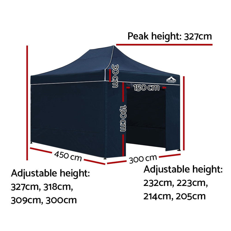 Gazebo Pop Up Marquee 3x4.5m Folding Wedding Tent Gazebos Shade Navy