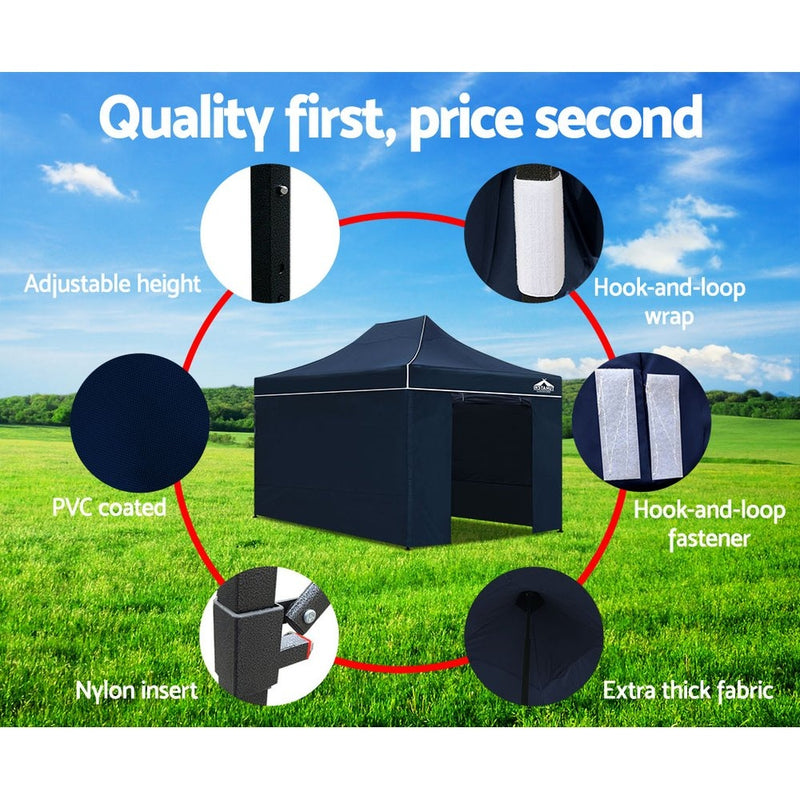 Gazebo Pop Up Marquee 3x4.5m Folding Wedding Tent Gazebos Shade Navy