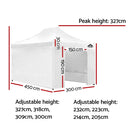 Gazebo Pop Up Marquee 3x4.5m Folding Wedding Tent Gazebos Shade White