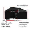 Gazebo Pop Up Marquee 3x6m Folding Wedding Tent Gazebos Shade Black