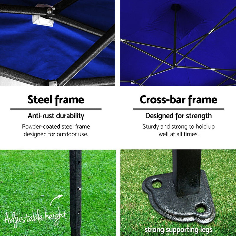 Gazebo Pop Up Marquee 3x6m Folding Wedding Tent Gazebos Shade Blue