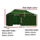 Gazebo Pop Up Marquee 3x6m Folding Wedding Tent Gazebos Shade Green
