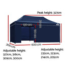 Gazebo Pop Up Marquee 3x6m Folding Wedding Tent Gazebos Shade Navy