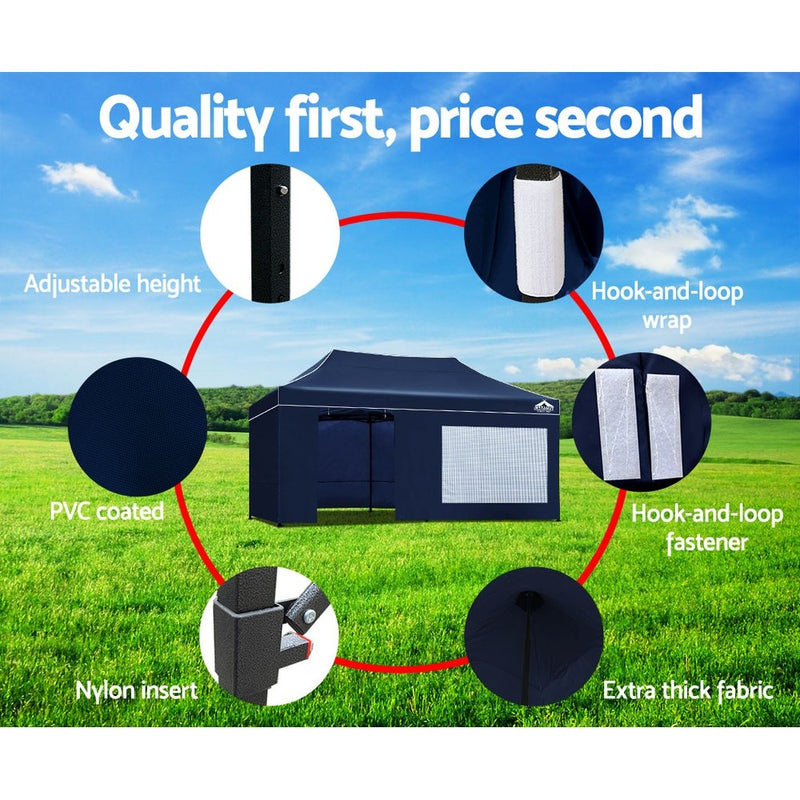 Gazebo Pop Up Marquee 3x6m Folding Wedding Tent Gazebos Shade Navy