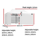 Gazebo Pop Up Marquee 3x6m Folding Wedding Tent Gazebos Shade White