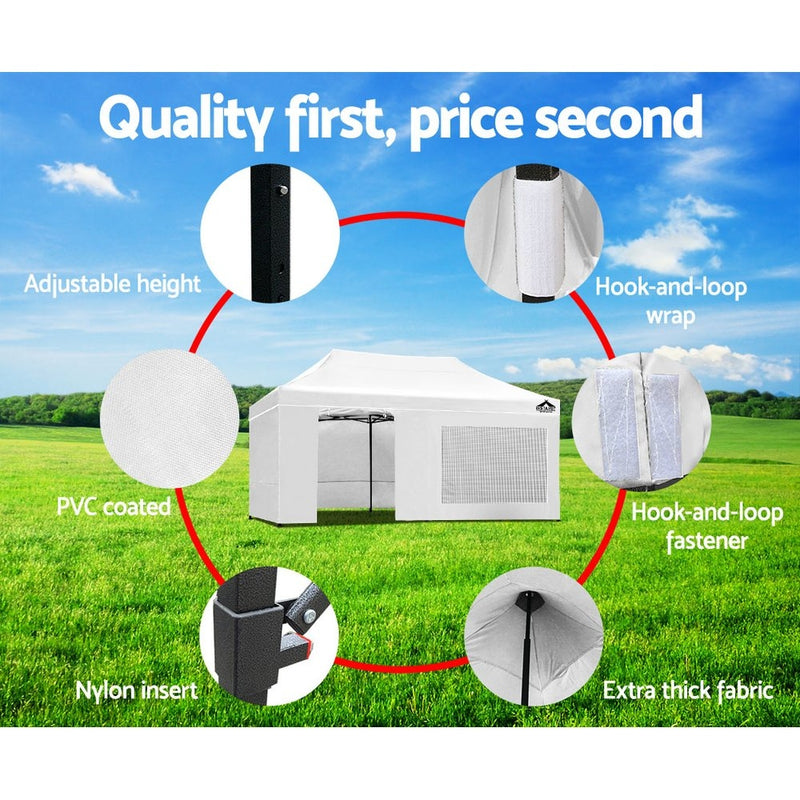Gazebo Pop Up Marquee 3x6m Folding Wedding Tent Gazebos Shade White