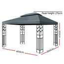 Gazebo 4x3m Party Marquee Outdoor Wedding Event Tent Iron Art Canopy Grey