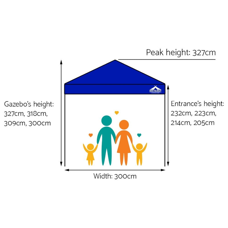 Gazebo Pop Up Marquee 3x3m Outdoor Tent Folding Wedding Gazebos Blue