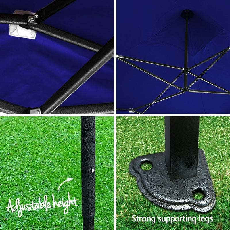 Gazebo Pop Up Marquee 3x3m Outdoor Tent Folding Wedding Gazebos Blue