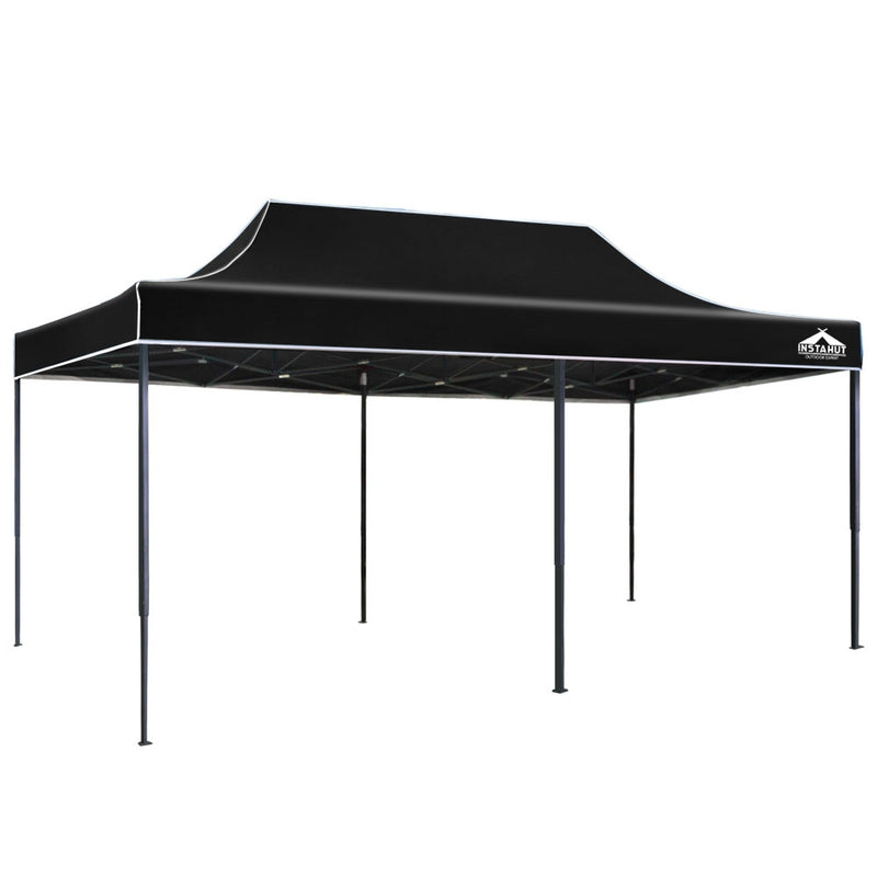Gazebo Pop Up Marquee 3x6m Outdoor Tent Folding Wedding Gazebos Black