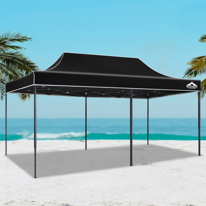 Gazebo Pop Up Marquee 3x6m Outdoor Tent Folding Wedding Gazebos Black