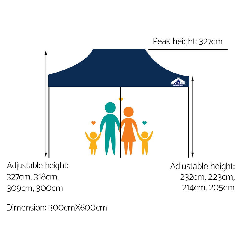Gazebo Pop Up Marquee 3x6m Outdoor Tent Folding Wedding Gazebos Navy