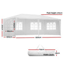 Gazebo 3x6m Outdoor Marquee Side Wall Party Wedding Tent Camping White 4 Panel