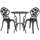 3PC Outdoor Setting Cast Aluminium Bistro Table Chair Patio Black