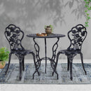 3PC Outdoor Setting Cast Aluminium Bistro Table Chair Patio Black