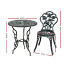 Outdoor Furniture Chairs Table 3pc Aluminium Bistro Green