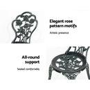 Outdoor Furniture Chairs Table 3pc Aluminium Bistro Green