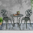 Outdoor Furniture Chairs Table 3pc Aluminium Bistro Green
