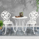 Outdoor Furniture Chairs Table 3pc Aluminium Bistro White