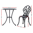 3PC Outdoor Setting Cast Aluminium Bistro Table Chair Patio Black