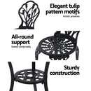 3PC Outdoor Setting Cast Aluminium Bistro Table Chair Patio Black