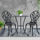 3PC Outdoor Setting Cast Aluminium Bistro Table Chair Patio Black