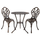 3PC Outdoor Setting Cast Aluminium Bistro Table Chair Patio Bronze