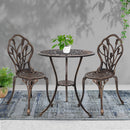 3PC Outdoor Setting Cast Aluminium Bistro Table Chair Patio Bronze