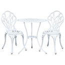 3PC Outdoor Setting Cast Aluminium Bistro Table Chair Patio White