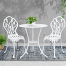 3PC Outdoor Setting Cast Aluminium Bistro Table Chair Patio White