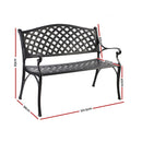 Garden Bench Outdoor Seat Chair Cast Aluminium Park Black