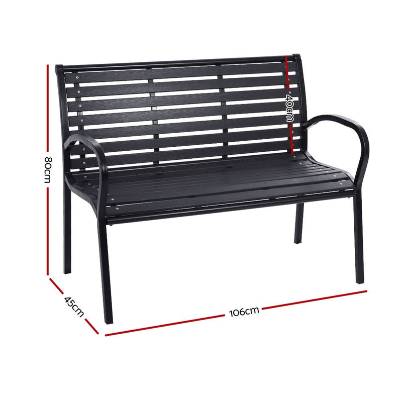 Garden Bench Outdoor Furniture Chair Steel Lounge Backyard Patio Park Black