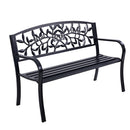 Garden Bench Seat Chair Steel Outdoor Patio Park Lounge Furniture Black