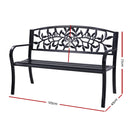 Garden Bench Seat Chair Steel Outdoor Patio Park Lounge Furniture Black
