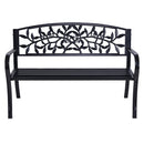 Garden Bench Seat Chair Steel Outdoor Patio Park Lounge Furniture Black