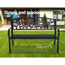 Garden Bench Seat Chair Steel Outdoor Patio Park Lounge Furniture Black