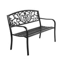 Garden Bench Seat Outdoor Chair Steel Iron Patio Furniture Lounge Porch Lounger Vintage Black