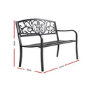 Garden Bench Seat Outdoor Chair Steel Iron Patio Furniture Lounge Porch Lounger Vintage Black