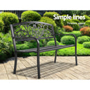 Garden Bench Seat Outdoor Chair Steel Iron Patio Furniture Lounge Porch Lounger Vintage Black